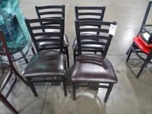 DINING CHAIRS LADDER BACK BROWN SEAT (X8)