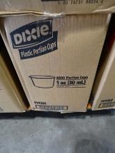 DIXIE 1 OZ PORTION CUPS 4800/BOX 9 BOXES & 1 OZ TRANSLUCENT LIDS 4800/BOX 7 BOXES