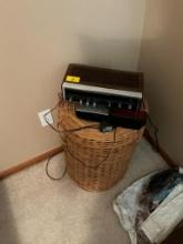Wicker Laundry Basket with Clock Radio's