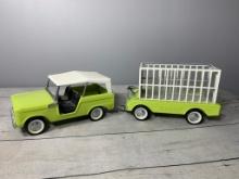 Vintage Nylint Toys Safari Ford Bronco with Animal Cage Trailer