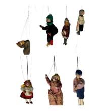 Set of Seven Folk Art Small Marionettes