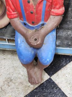 Cement Boy Fisherman Yard Statue Sitter