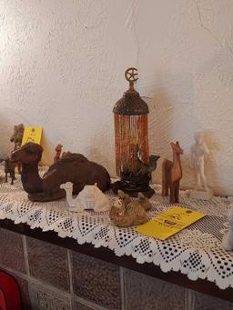 Assortment of Small Camel Decor, Camel Lamp, & Small Statuette