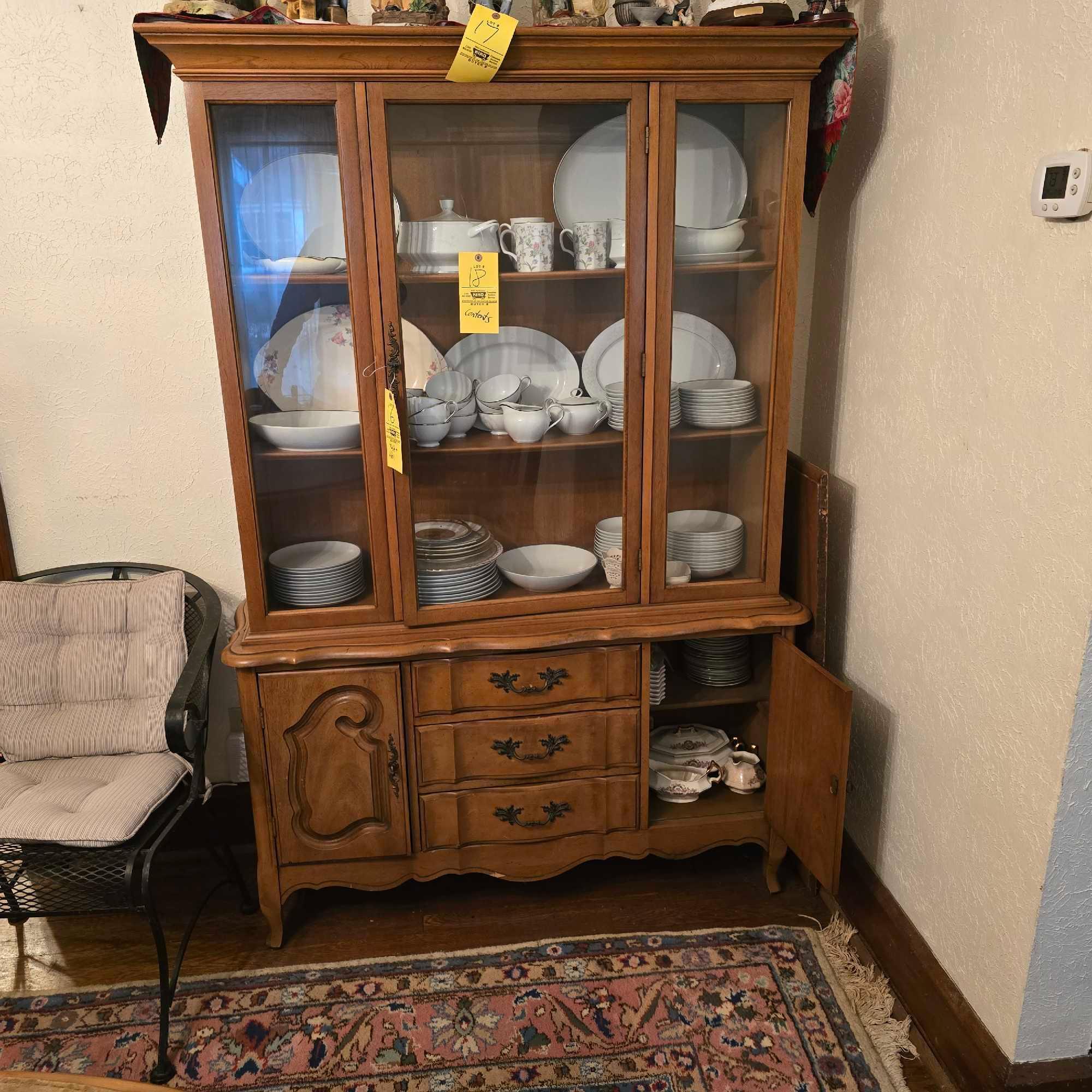 Solid Oak Dining Table & Hutch Set