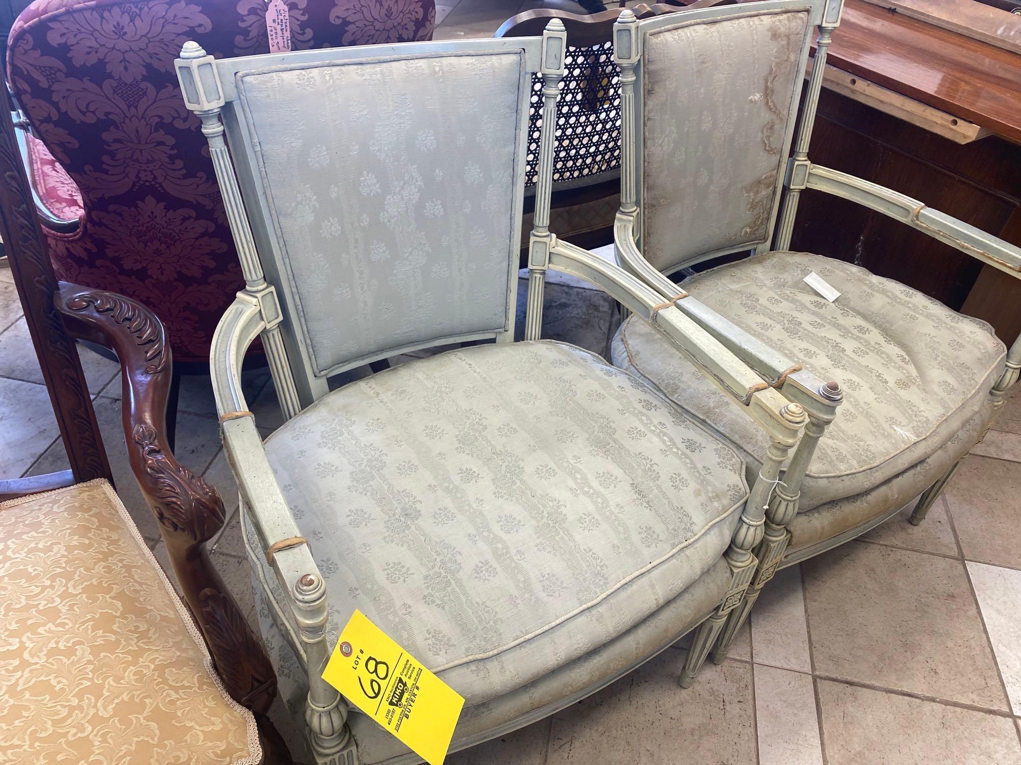 Pair of Neapolitan Lacquered Arm Chairs