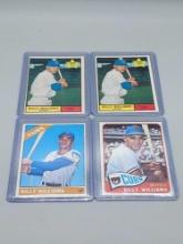 2 Topps 1961 Billy Williams RC Rookie Cards w/ 1965 & 1966 Baseball Cards