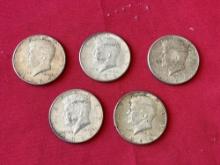 (5) 1964 Silver Half Dollar Coins