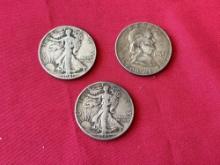(3) Silver Half Dollar Coins