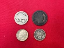 (1) 1900 Silver Quarter - (2) Silver Dimes - (1) Silver Nickel