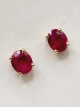 Natural ruby & 14k gold stud earrings
