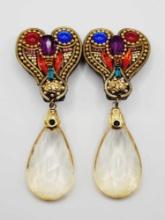 Huge vintage stoned earrings, attributed to Hansen