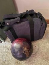 Bowling ball with travel bag
