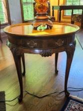Older style 1 drawer round end table, Baker furniture