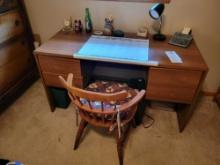 Desk, Chair, Paper Shredder, Desk Items, Casio adding machine