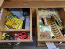 Drawer Contents, Drill bits, Towels, Paint thinner, and more