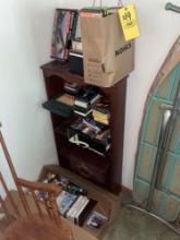 Shelf & Contents - DVDs, VHS, VHS Rewinder, Ironing Board, & Small Items