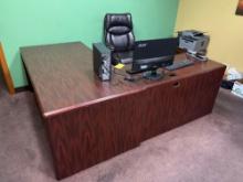 L Shaped Desk and Office Chair, Computer and Printer