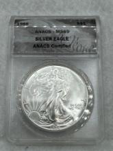 1986 Graded American Silver Eagle .999 Silver MS69 better date