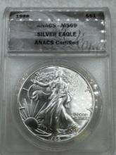 1988 Graded American Silver Eagle .999 Silver MS69