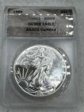 1989 Graded American Silver Eagle .999 Silver MS69