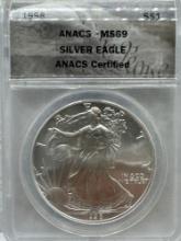 1998 Graded American Silver Eagle .999 Silver MS69