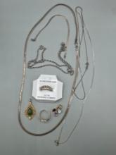 Assorted Sterling Silver Necklaces & Rings