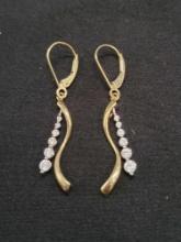14K Gold and diamond leverback earrings, 2.5g