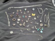 Huge Sterling lot, rings, earrings, necklaces, gemstones and more