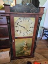 Hauncey Boardman and Joseph a Wells Reverse Painted Clock