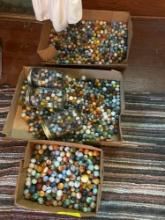 3 Boxes and 3 jars of marbles