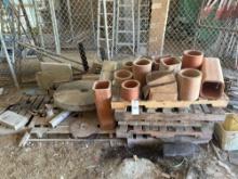 Clay Piping Pieces, Plastic Wheel, & Metal Stakes