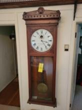 Early Self Winding New York Clock Co. wall hanging electricfied clock