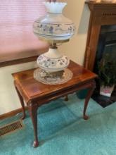 Lamp table with two hidden drawers