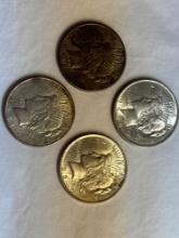 4 Peace Silver Dollars