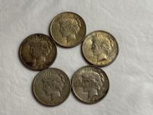 5 1924 Silver Piece Dollars