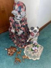 Mouse Figurines, Flower figurine, and deer figurines, one damaged missing legs