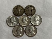 Liberty and Washington Silver Quarters