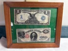 Framed Early One Dollar Certificates