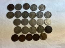 Assorted Buffalo and V Nickels - Indian Head Cents