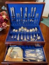 Assorted 1950's quadruple plated Stainless Silverware with wood box