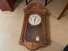 Howard Miller Hanging Clock with Oak Case
