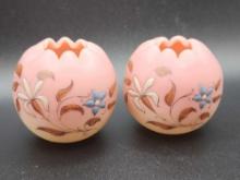 Antique enamel Burmese miniature rose bowls