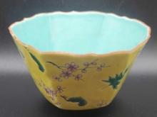 Old antique ? Chinese yellow glazed porcelain bowl, signed, age unknown