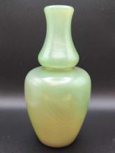 Antique Tiffany luster art glass vase, with label