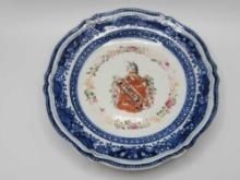 Early antique armorial coat of arms porcelain plate