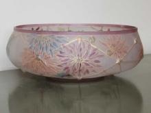 Oversized antique raised enamel compote bowl