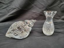 Waterford glass shell and bud vase