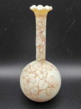 Very unusual antique uranium cameo glass vase signed Webb