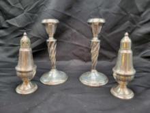 Lady Adkins 196 sterling weighted candlesticks and weighted sterling shakers