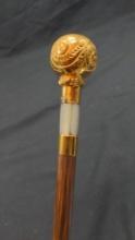14k Gold and Mother of Pearl wood handled parasol